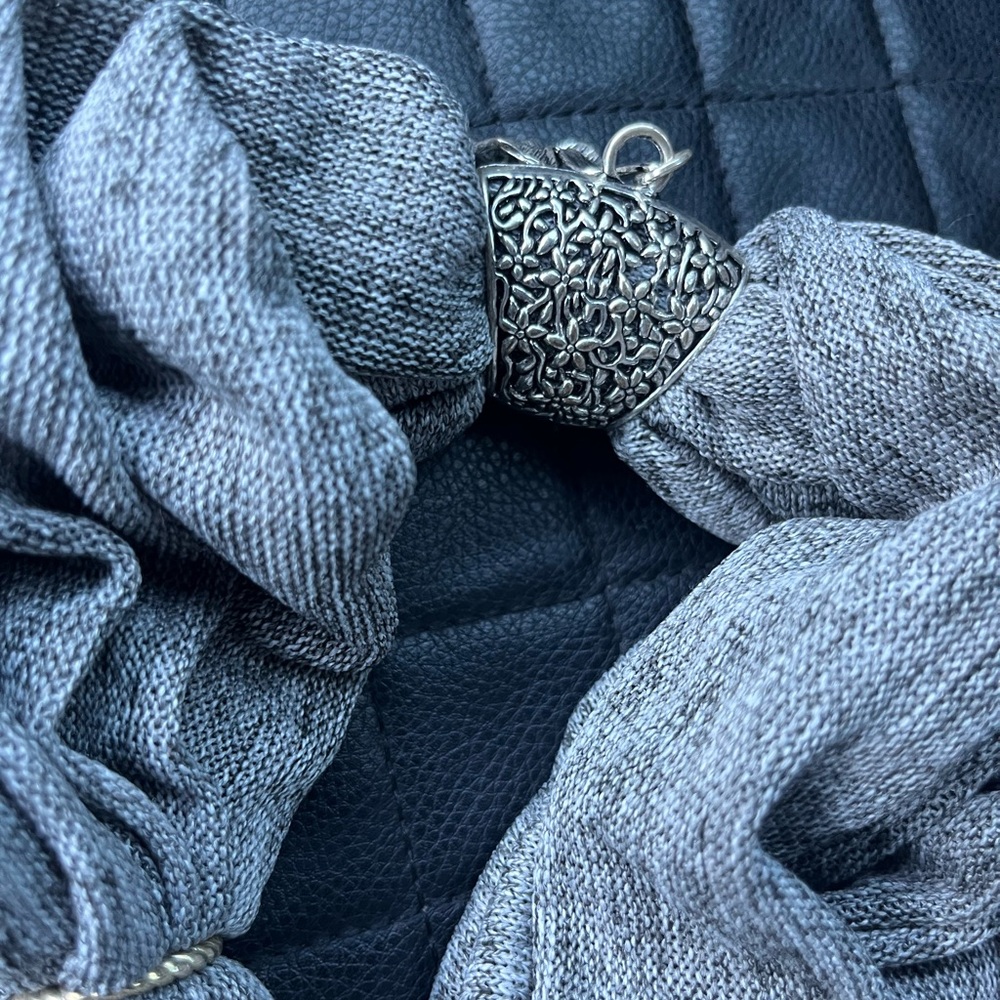 Gray Scarf with Silver Charm - Picture 6 of 7
